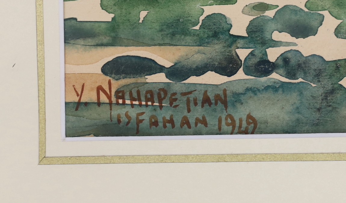 Yervand Nahabedian (1913-2006), watercolour, Shepherd and flock in a landscape, signed and dated 